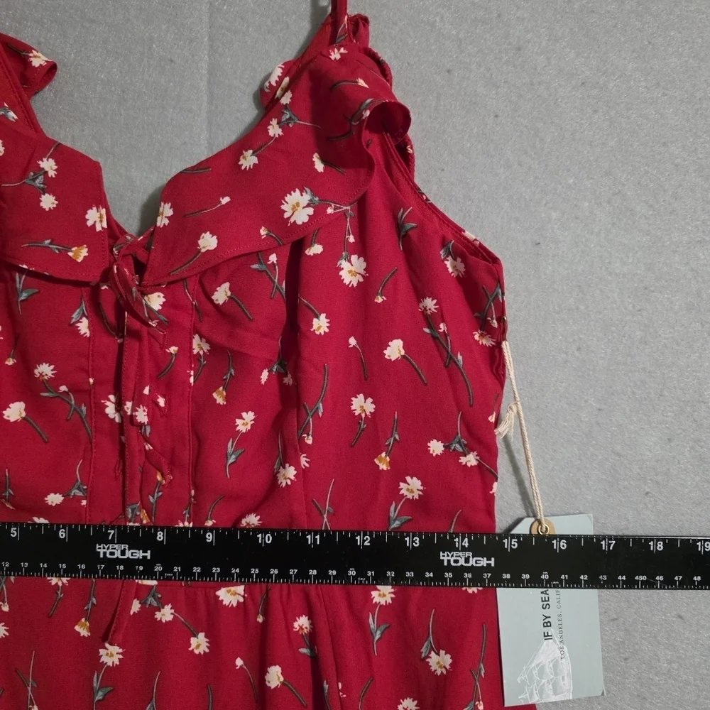 NWT If By Sea Anthropologie Red Floral Off The Shoulder Maxi Dress Size Medium - Picture 5 of 10